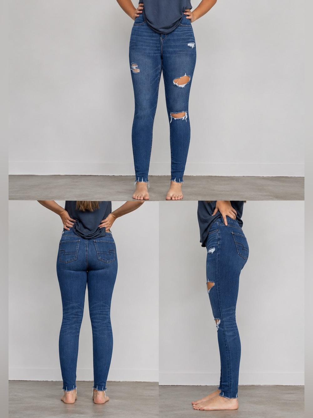 American Eagle Outfitters Distressed Dark Blue Skinny Jeans